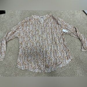 Old Navy Floral Blouse in Cream and Brown